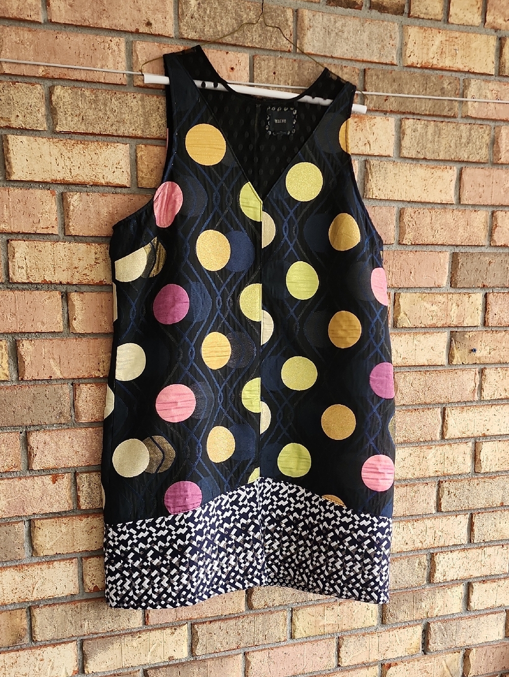 Anthropologie Maeve A-line Mini Size XL Sleeveless With Shiny Polka Dots Dress